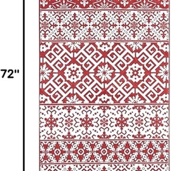 NEW Christmas Runner Rug 2x6 Red Snowflake Holiday Decorative Area Rug - Picture 3 of 8